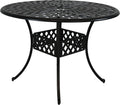 Round Cast Aluminum Patio Dining Table with Umbrella Hole S462519