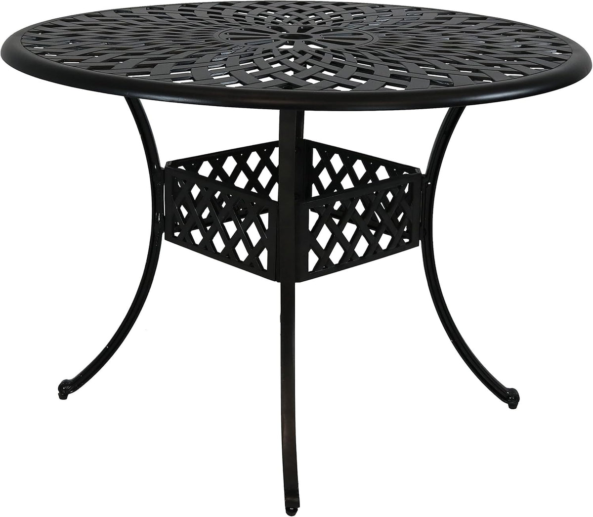 Round Cast Aluminum Patio Dining Table with Umbrella Hole S462519