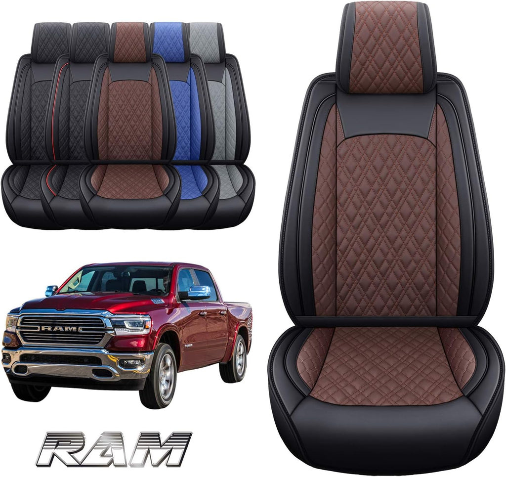 Black-Brown 2 Pc Front Car Seat Covers C5498