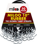 50 Pack Rubber Tarp Straps 10 Long EPDM with Crimped Hooks R8351