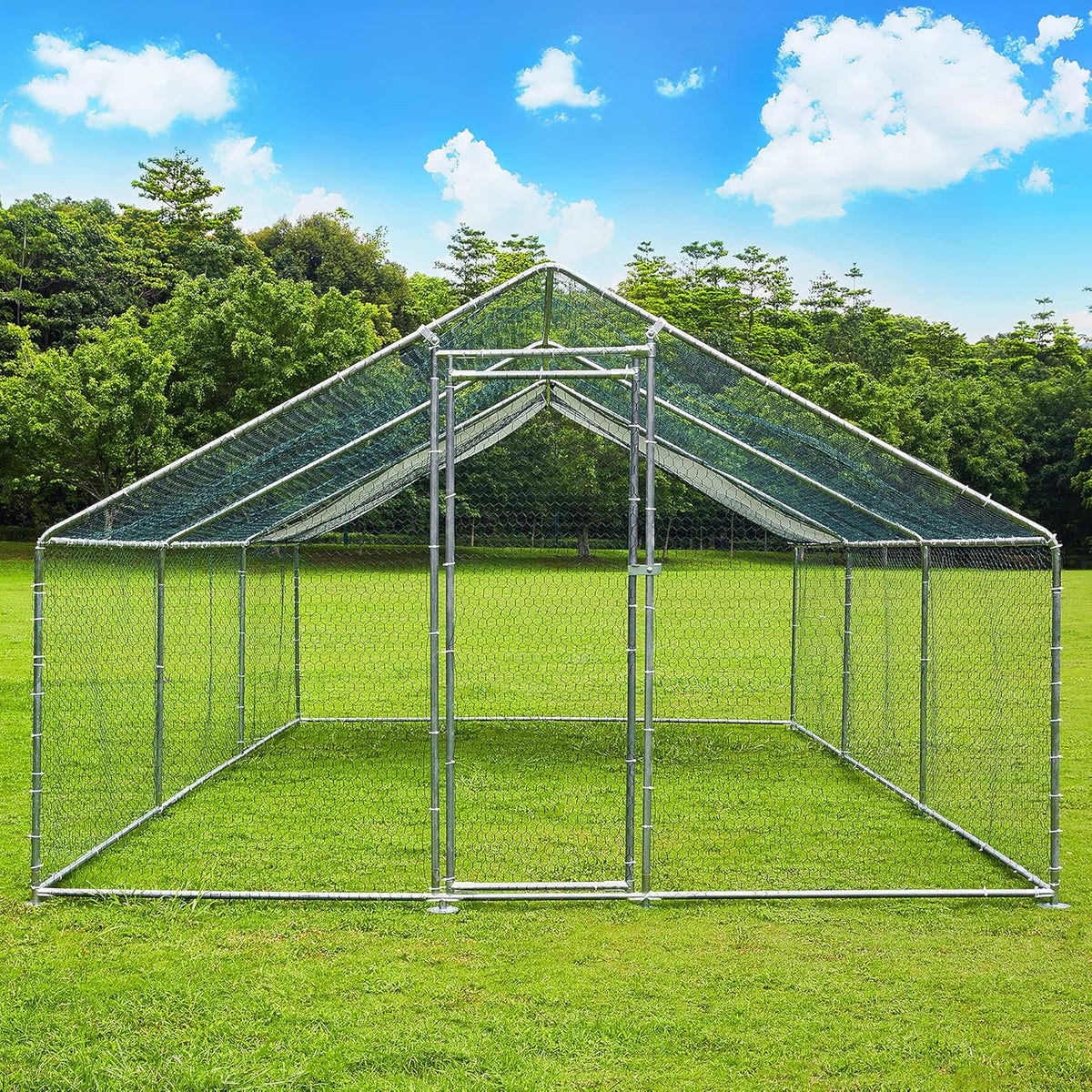 Extra Large Metal Chicken Coop Walkin Poultry Cage Hen Run House J861