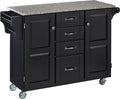 Warm Oak Finish Kitchen Cart with Granite Top K389010