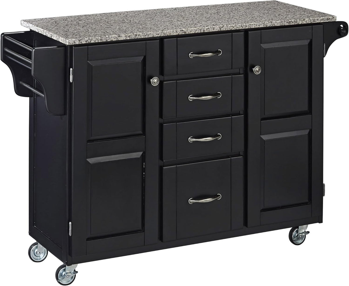 Warm Oak Finish Kitchen Cart with Granite Top K389010