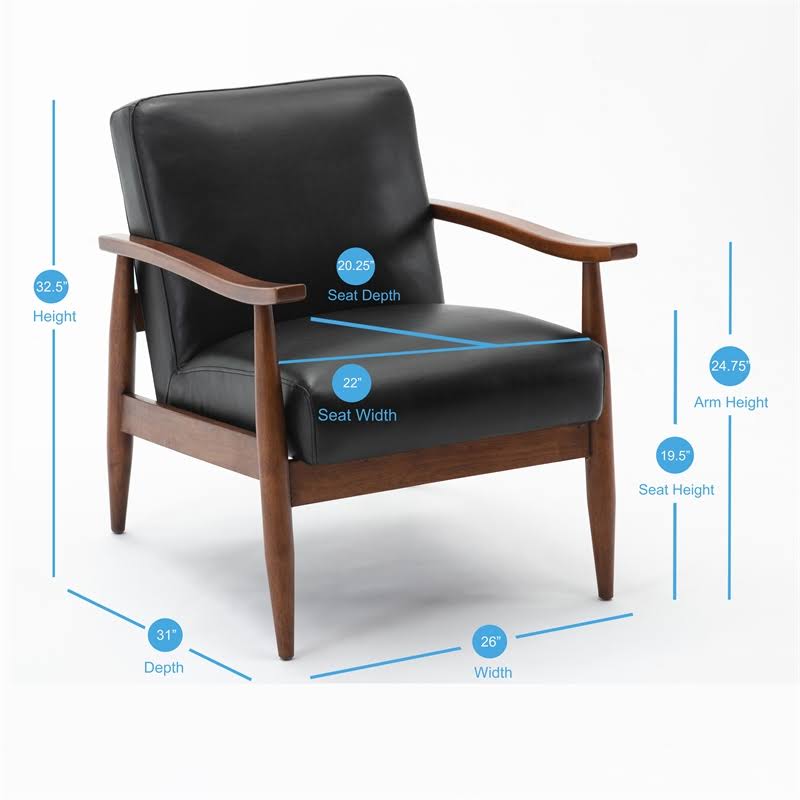Black Leather Accent Chair W5075