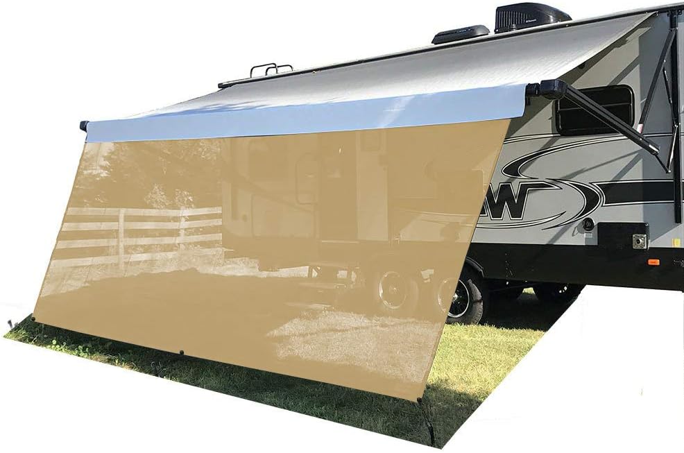 Beige Mesh RV Awning Sun Shade Screen 7' X 15'3'' J9652