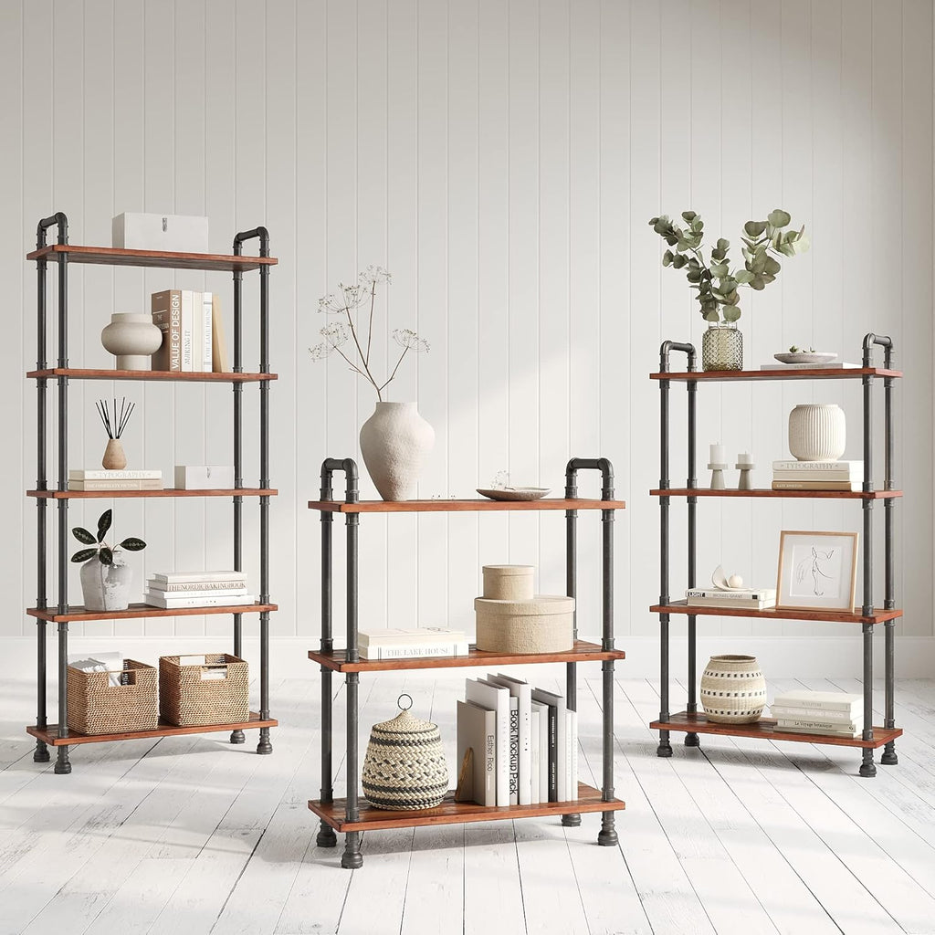 5-Tier Pine and Metal Etagere Bookcase M4395