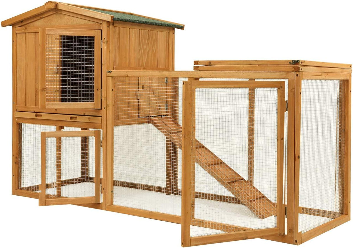 Large Wooden Outdoor Chicken Coop with Removable Tray & Ramp K43023