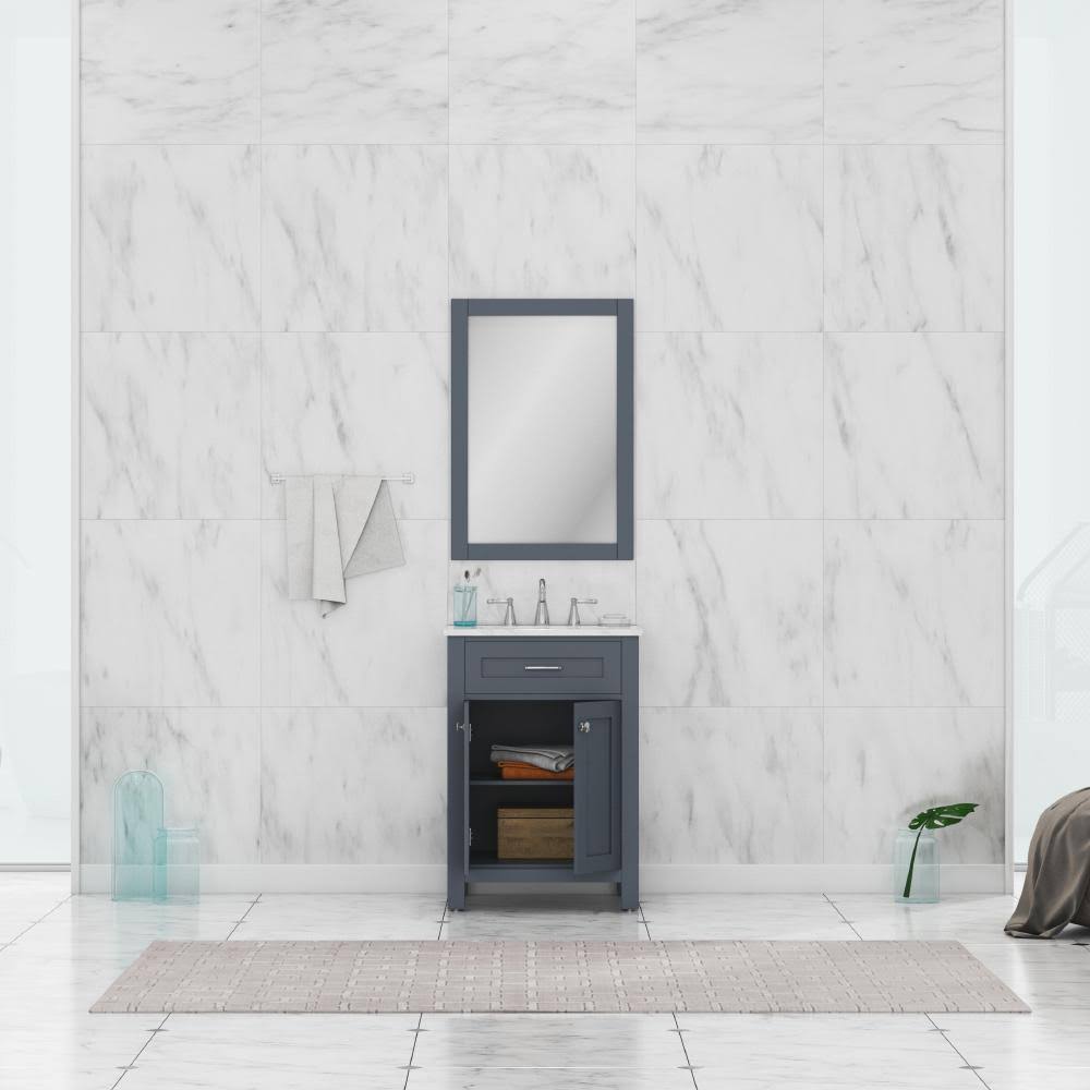 24 in. Single Gray Bathroom Vanity with Carrera Marble Top L5330