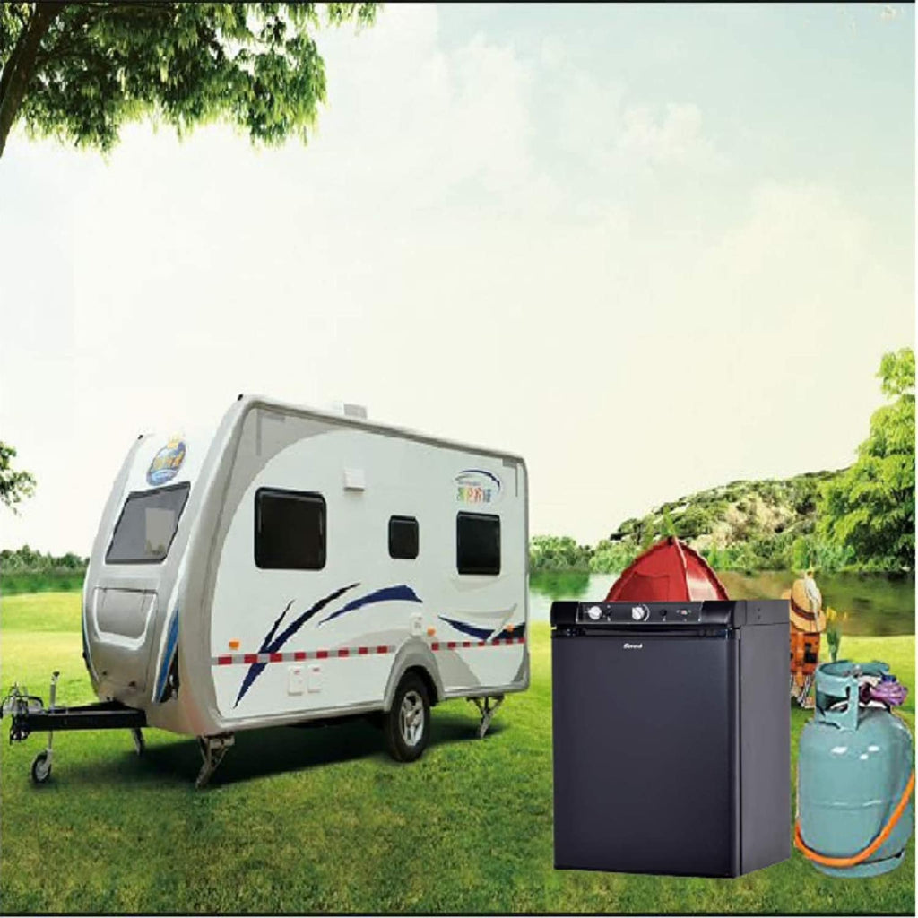 3 Way Propane Fridge 120V 12V LPG Gas Refrigerator Black 2.1 Cu.ft. Y32623