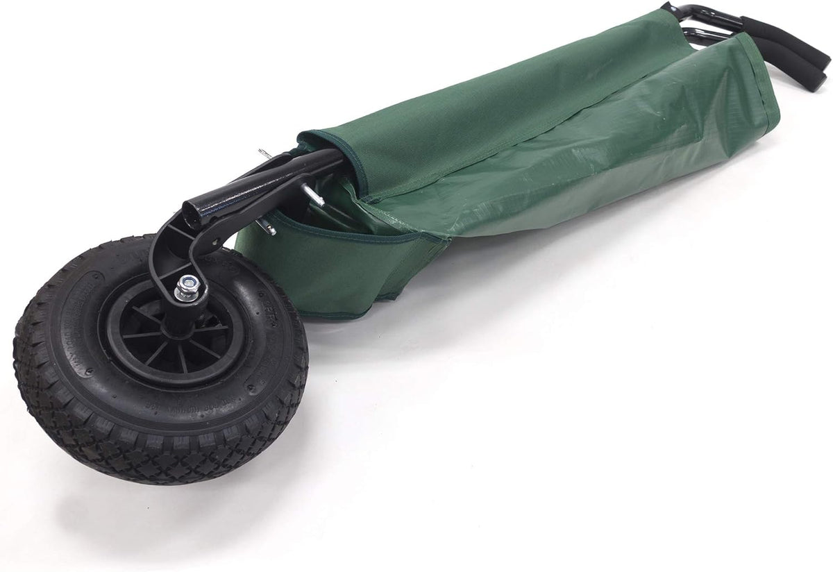 Green Canvas Folding Wheelbarrow Yard Cart X7389