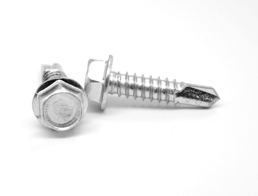 #12-14 x 1x22 BSD Thread Self Drilling Screw Hex Washer Head #3 Point Low Carbon Steel Zinc Plated Pk 2300 M8307