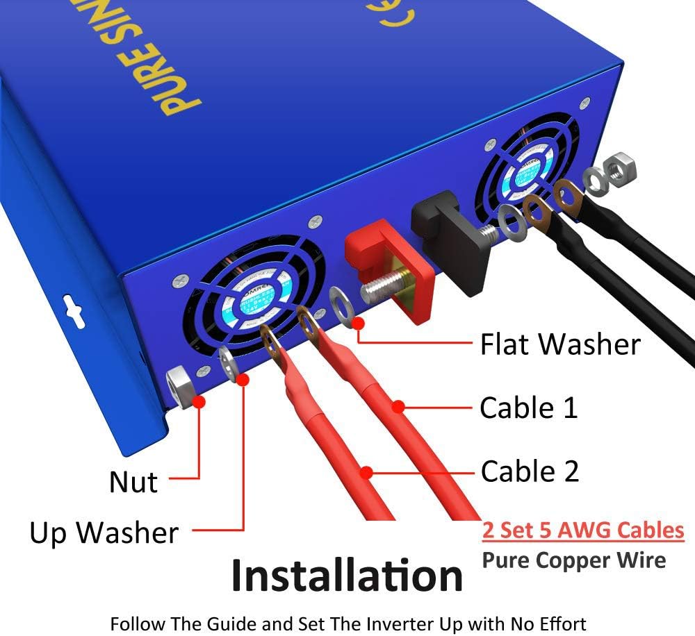 Pure Sine Wave Power Inverter 3000W 6000W Peak DC 24V to AC 110V 120V M7036