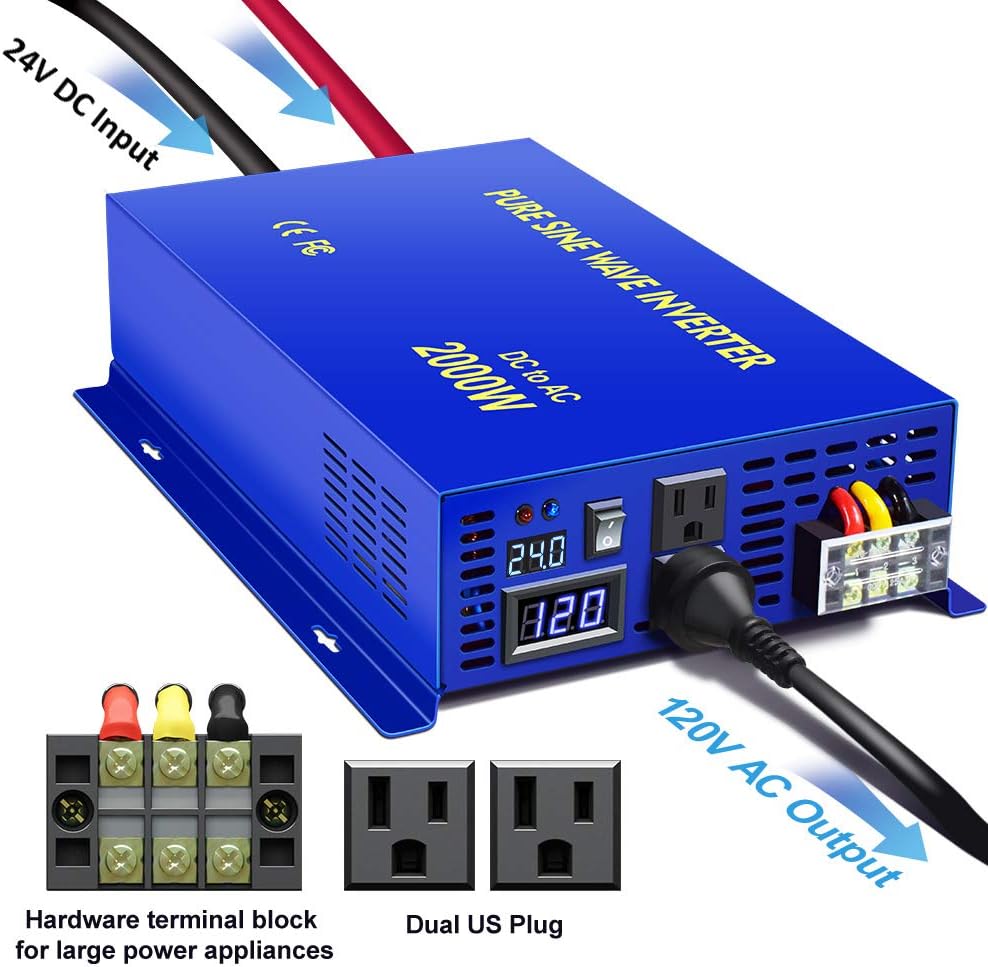 Pure Sine Wave Power Inverter 3000W 6000W Peak DC 24V to AC 110V 120V M7036