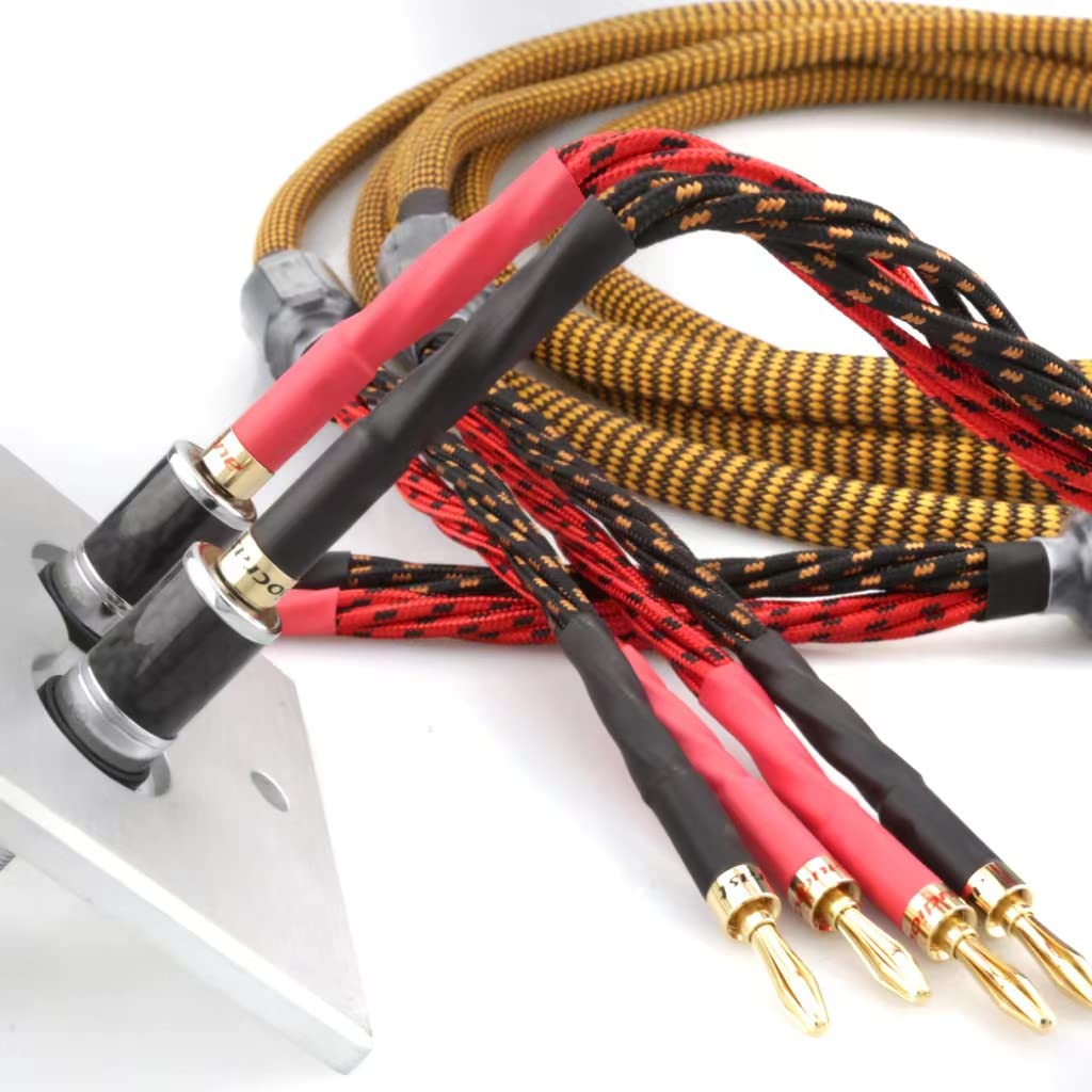 OFC Speaker Cable with 8 Banana Plugs, 9.89ft Nylon Braid Pack of 2 S1229