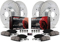 Front and Rear Carbon Fiber Brake Pads with Drilled & Slotted Brake Rotors Kit C85746