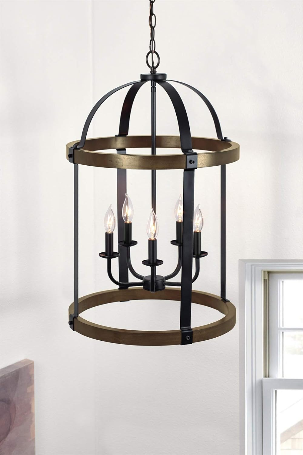 5-Light Black Lantern Chandelier N793