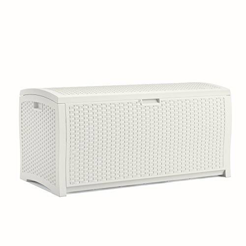 White Wicker Resin Deck Box, 99 Gallon G5220