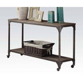 Rustic Oak Finish Wood Metal Sofa Table N2360