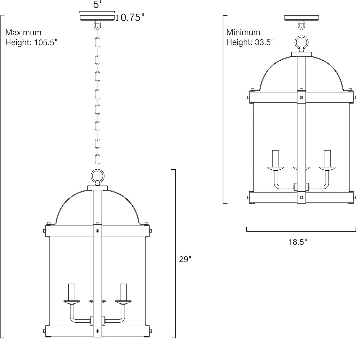 5-Light Black Lantern Chandelier N793