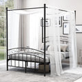Queen Size Black Metal Canopy Bed Frame with Headboard V52120