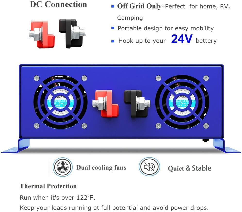 Pure Sine Wave Power Inverter 3000W 6000W Peak DC 24V to AC 110V 120V M7036