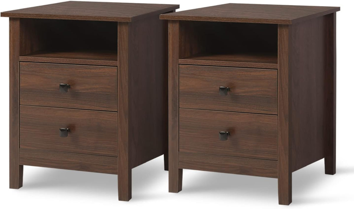 Set of 2 Wood Nightstands with Drawers I8161