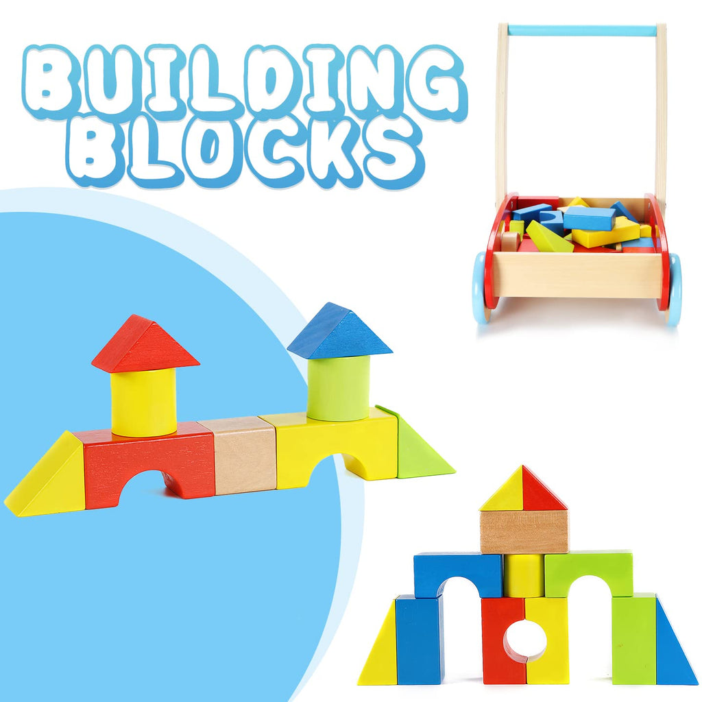 Wooden Baby Walker with Building Blocks 35 PCs Pack of 2 P85902