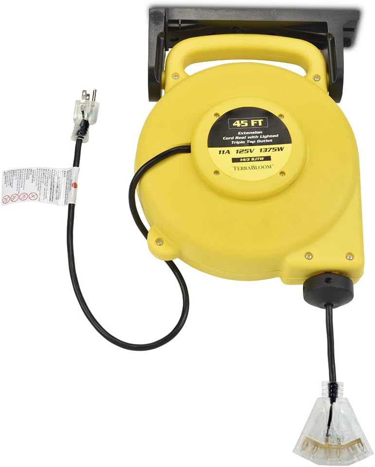 40 Ft 12/3 Retractable Extension Cord Reel with 3 Outlets G99800