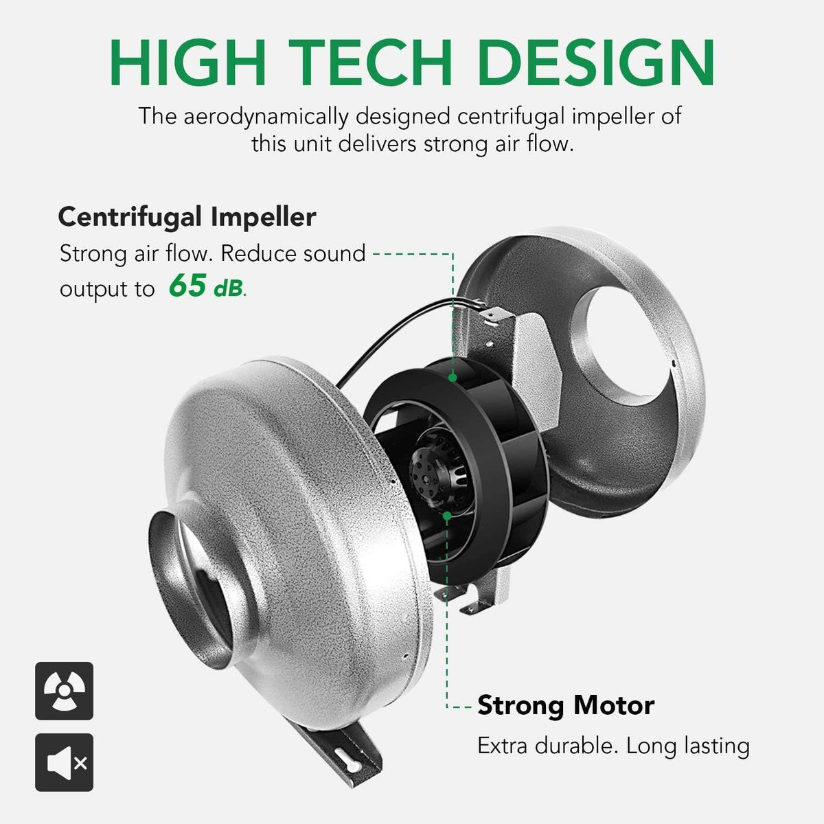 6 Inch 442 CFM Inline HVAC Vent Blower Fan with Carbon Filter and Ducting Combo Set L202