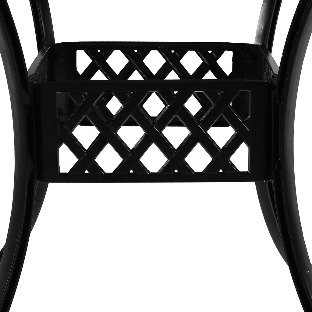 Round Cast Aluminum Patio Dining Table with Umbrella Hole S462519