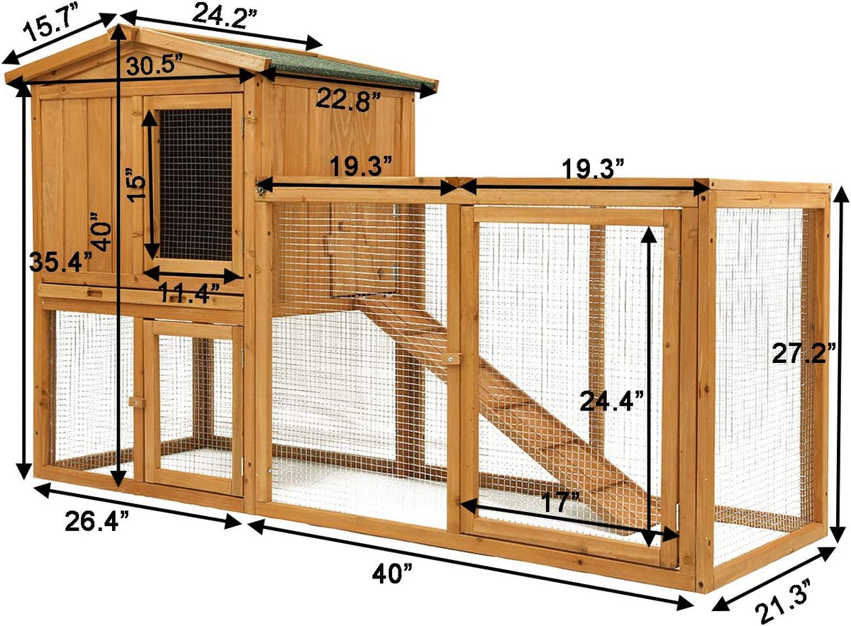 Large Wooden Outdoor Chicken Coop with Removable Tray & Ramp K43023