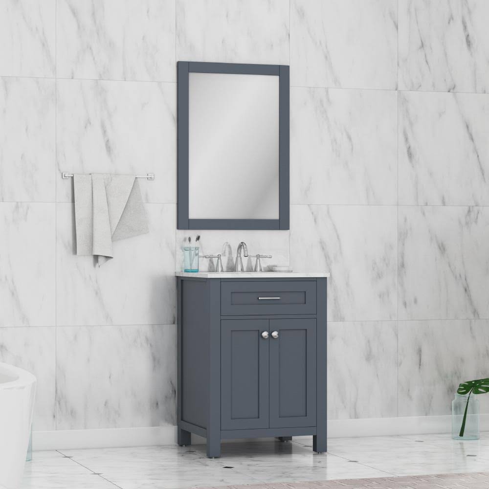24 in. Single Gray Bathroom Vanity with Carrera Marble Top L5330