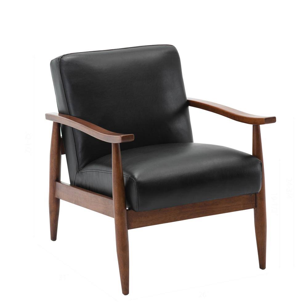 Black Leather Accent Chair W5075