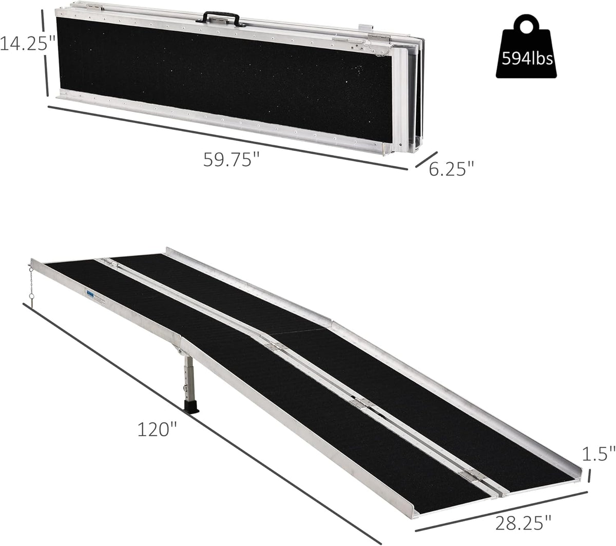 Aluminum Skidproof PVC Carpeted Folding Wheelchair Ramp Q72024