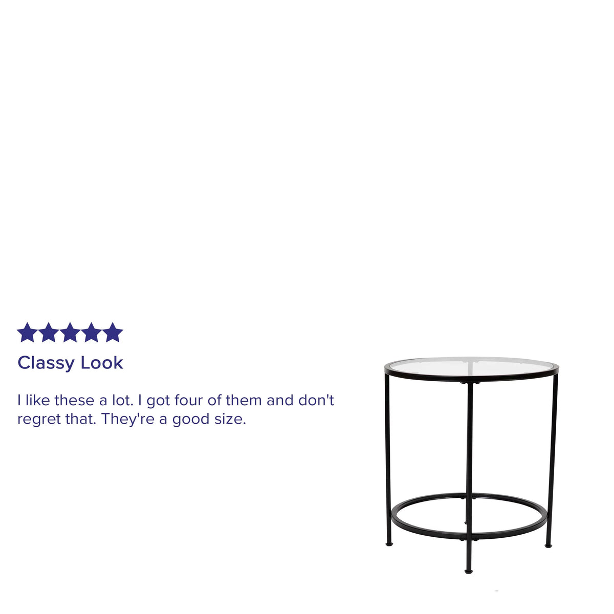 Round Glass End Table with Black Frame E78070