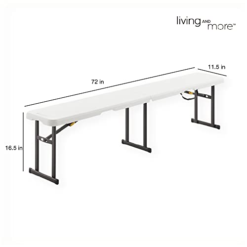 6 Foot Fold-in-Half Bench with Steel Frame, White F29954