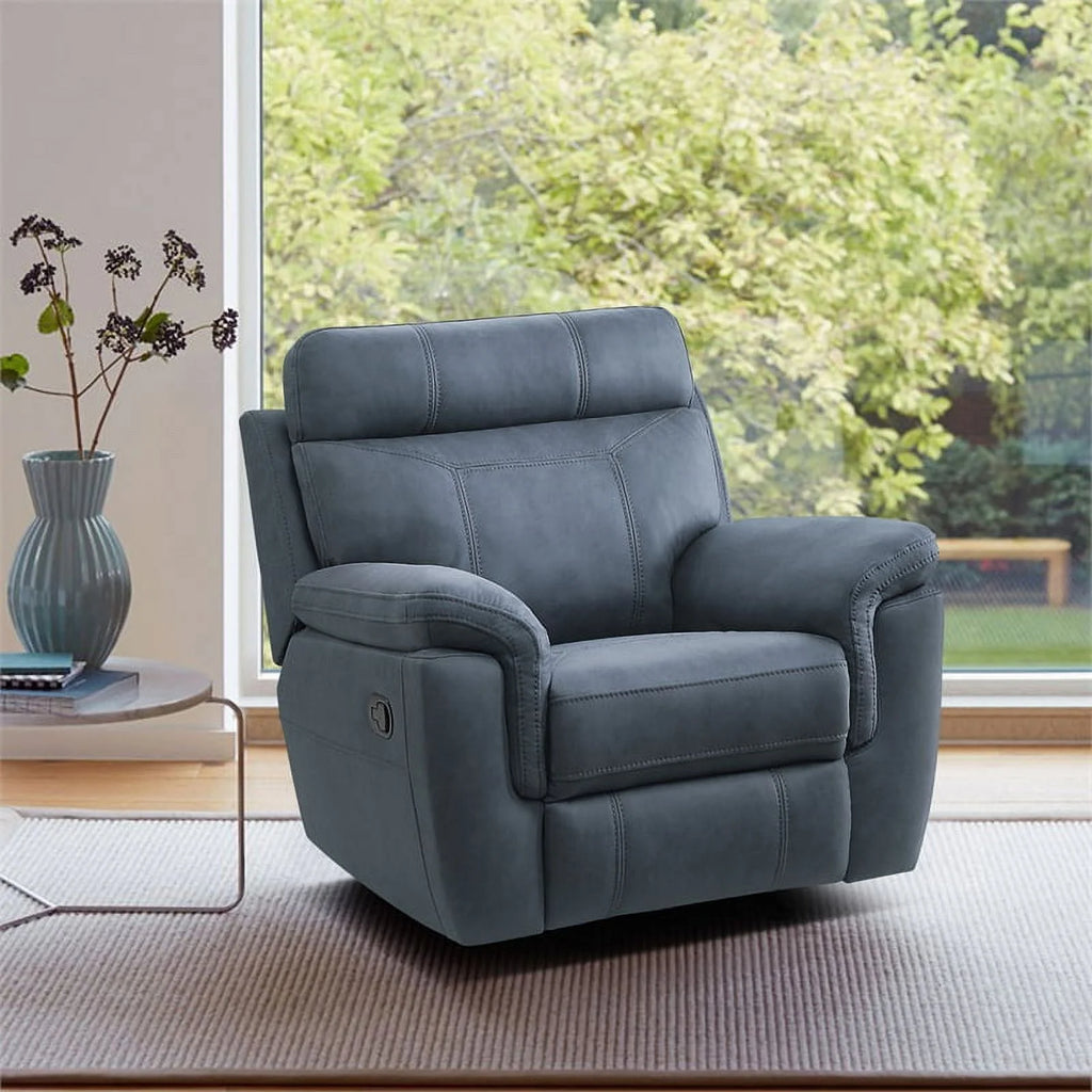 Blue Microfiber Reclining Chair X6523