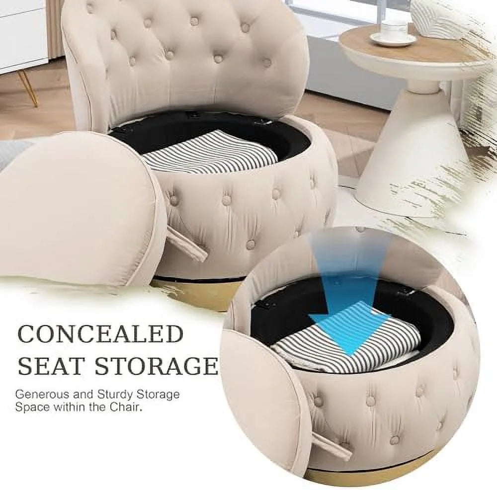 Round Swivel Chair with Tufted Back and Cushion E828551