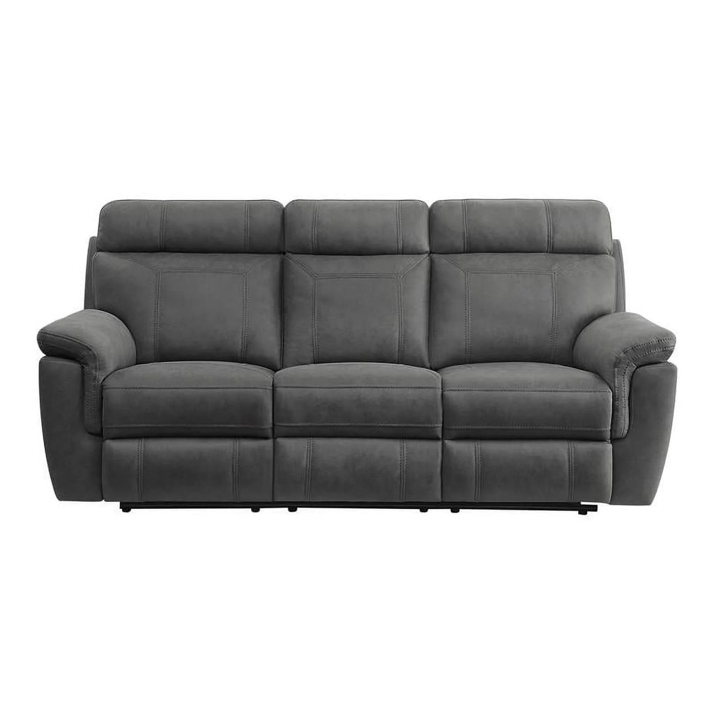 Microfiber Double Reclining Sofa with Cup Holders in Gray H934393