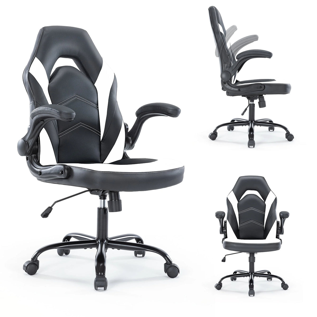 Black and White Ergonomic Office Chair with Lumbar Support Z966626