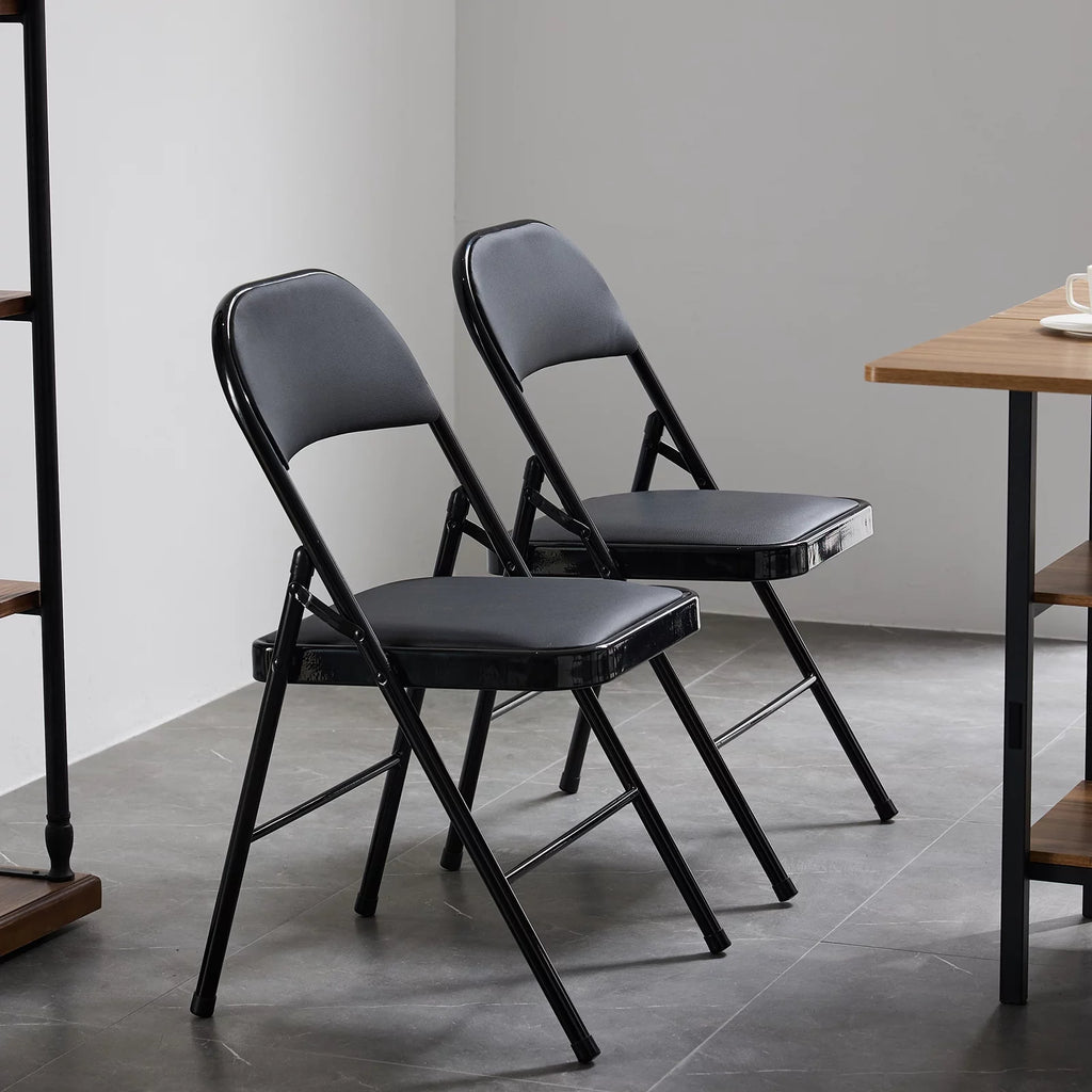 Black Folding Chairs Padded Seat Z4836