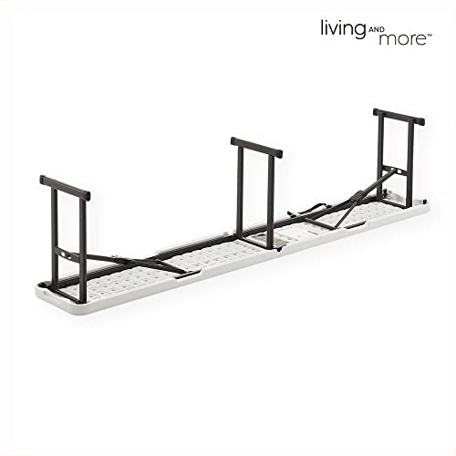 6 Foot Fold-in-Half Bench with Steel Frame, White F29954