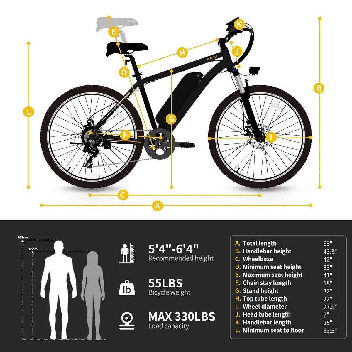 500W 480Wh Removable Battery 27.5 Electric Mountain Bike N346745