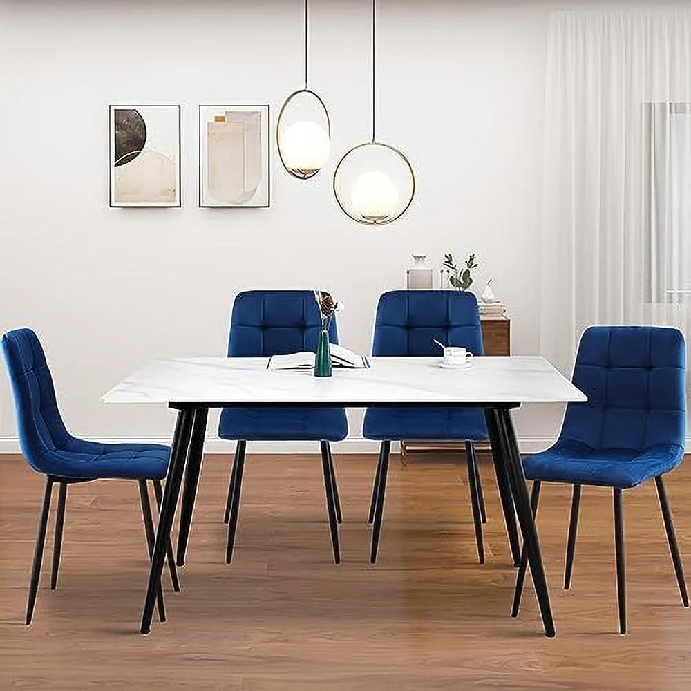 Velvet Biscuit Tufted Chairs Set of 4 with Metal Legs X277