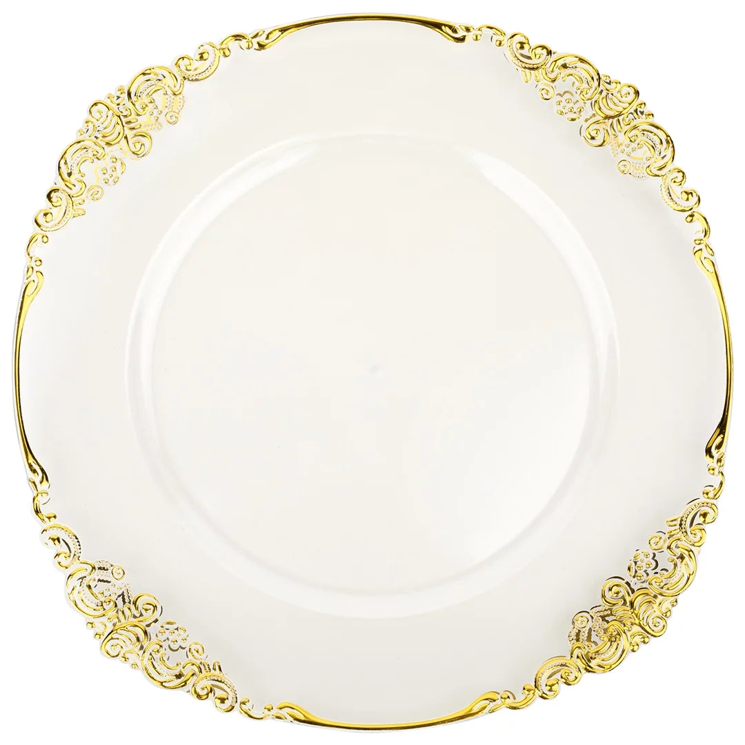 Clear Acrylic Charger Plates with Gold Rim Set of 4 V229