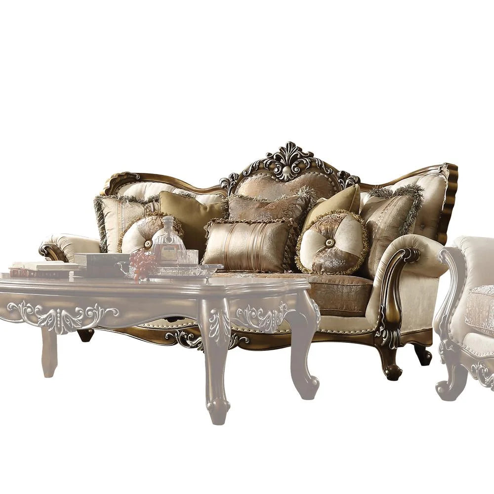 Tan Pattern Fabric Sofa with 6 Pillows I525