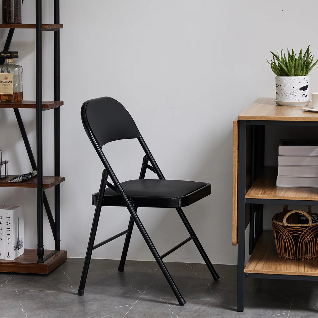 Black Folding Chairs Padded Seat Z4836