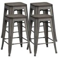 24" Counter Bar Stool with Wooden Seat N6125