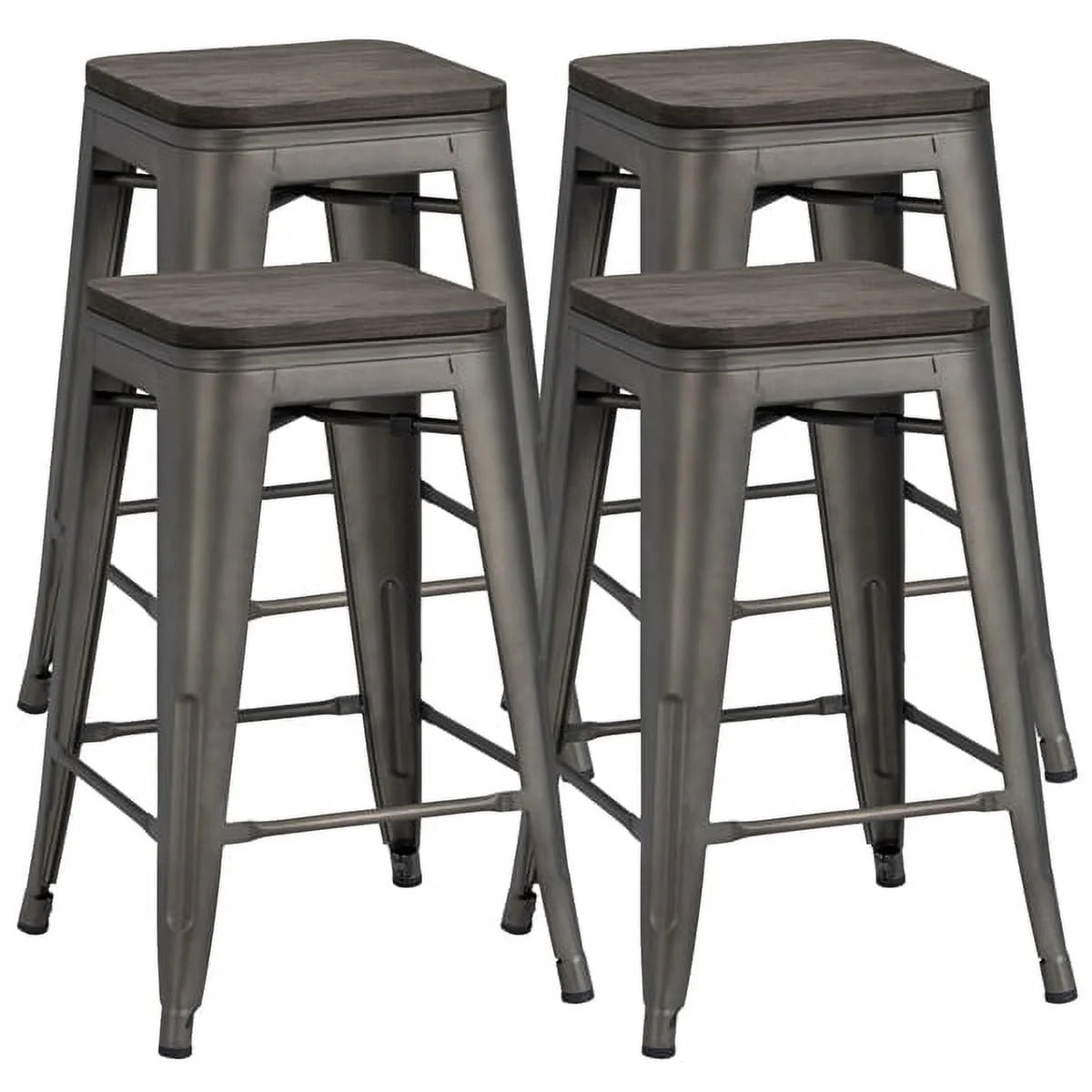 24" Counter Bar Stool with Wooden Seat N6125