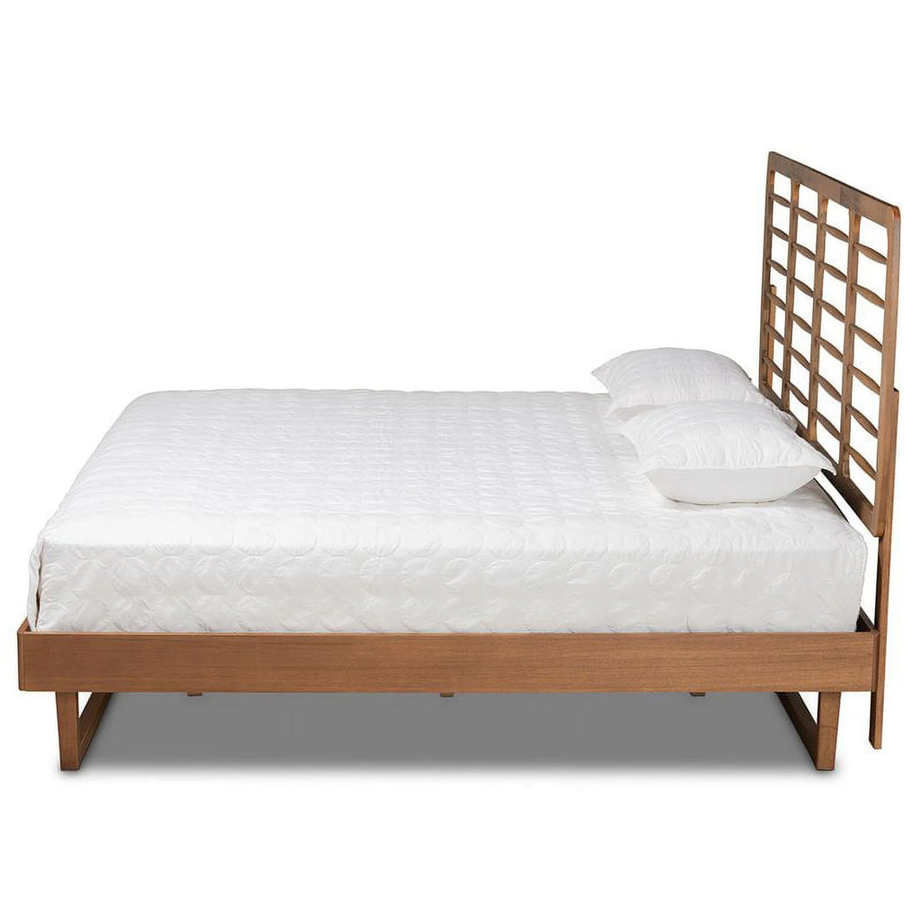 Brown Finished Wood King Size Platform Bed J496769